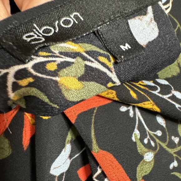 Tops Floral Blouse Long Sleeve Multicoloured Women’s Size M by Gipson - Picture 9 of 10